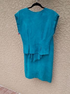 Leather Bound LTD. Top and Skirt Set - Teal 100% New Zealand Lamb Suede